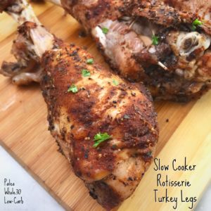 It doesn't have to be Thanksgiving to appreciate this paleo, whole30, and low-carb turkey legs recipe. Made in the slow cooker so it's super easy too.