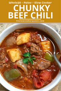 SLOW COOKER CHUNKY BEEF CHILI - Pin image