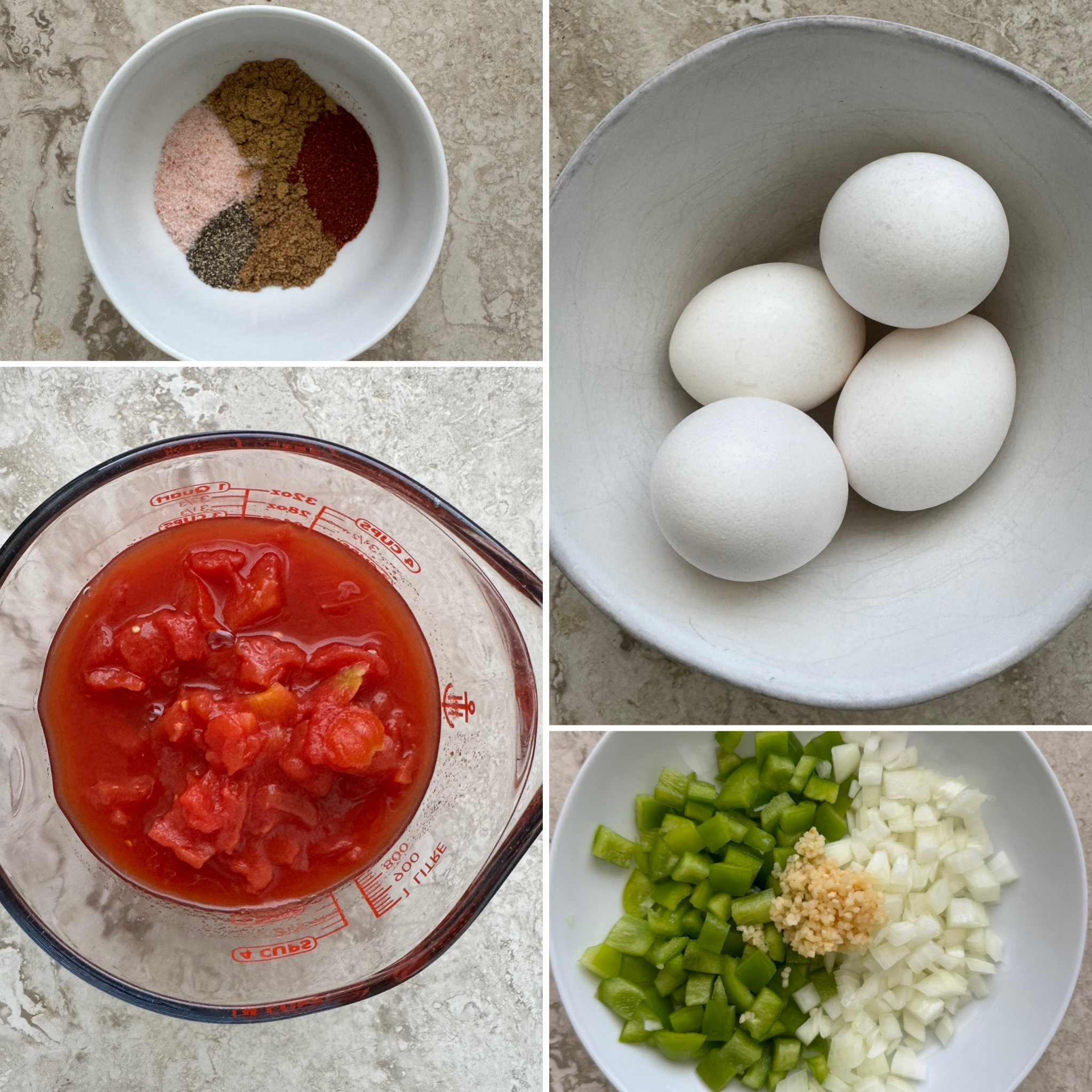 collage of ingredients forslow cooker shakshuka