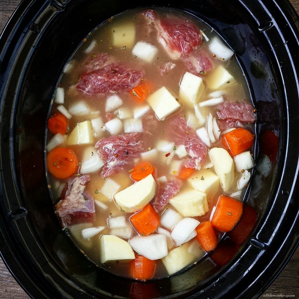 slow cooker corned beef cabbage soup 2 - Fit Slow Cooker Queen