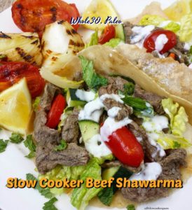 This slow cooker version of beef shawarma is easy and extremely flavorful. Using all natural ingredients, it's also healthy being both paleo and whole30.