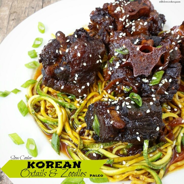 Oxtails are best cooked low & slow which makes them perfect for the slow cooker. With a homemade Korean-style sauce and zoodles, this is easy and flavorful.