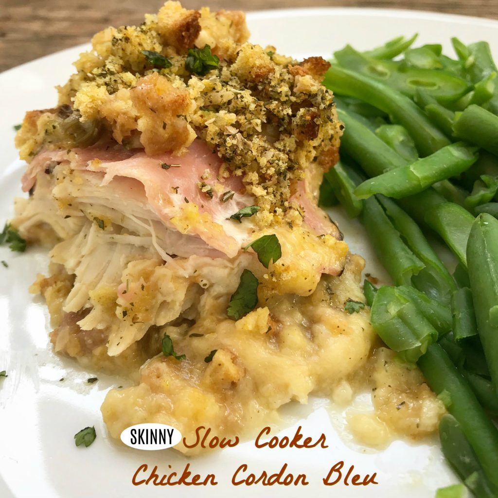 This skinny version of chicken cordon bleau uses a homemade sauce and gluten free stuffing for a healthier version of a comfort food classic.