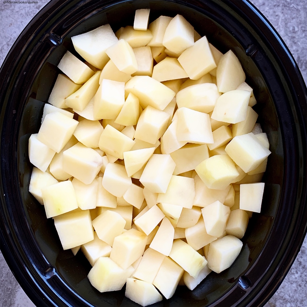raw potatoes in the slow cooker