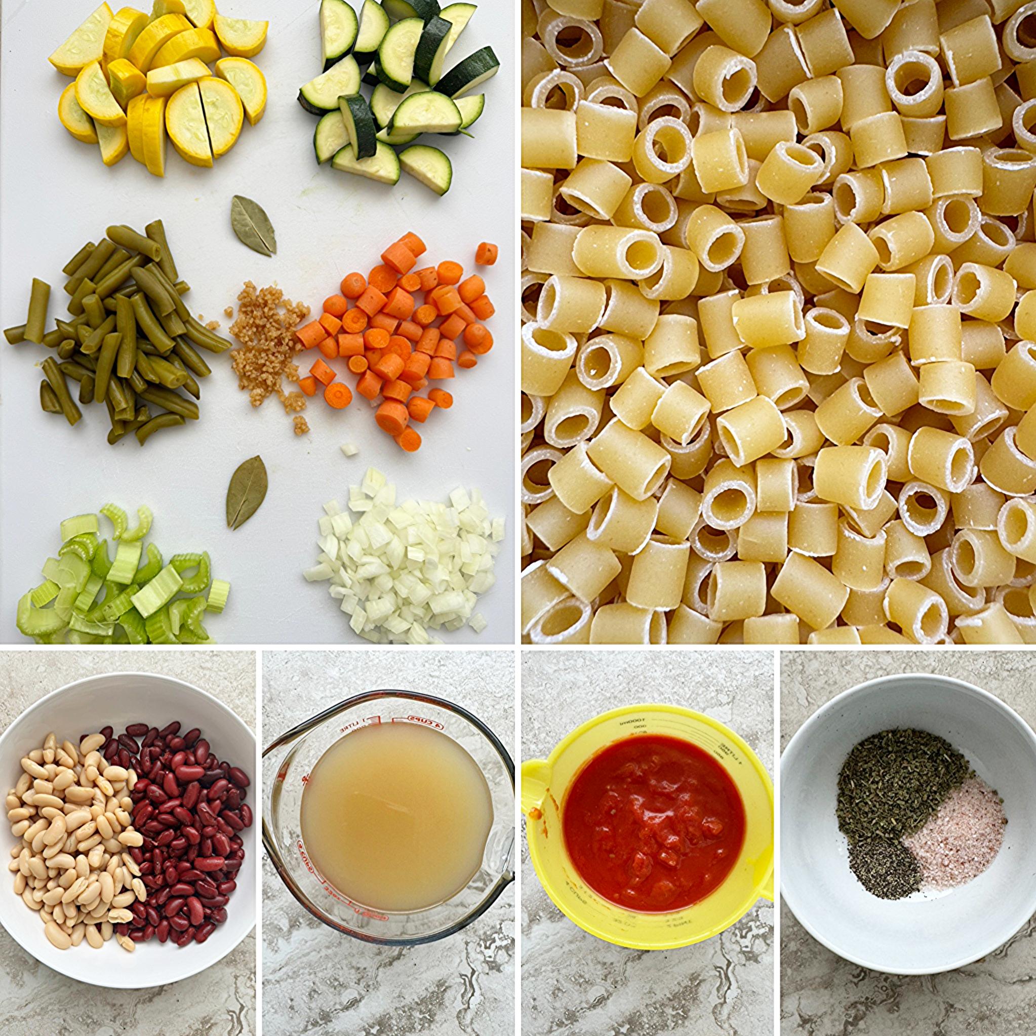 collage of ingredients for crockpot minestrone soup