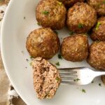 air fryer meatballs on a white plate