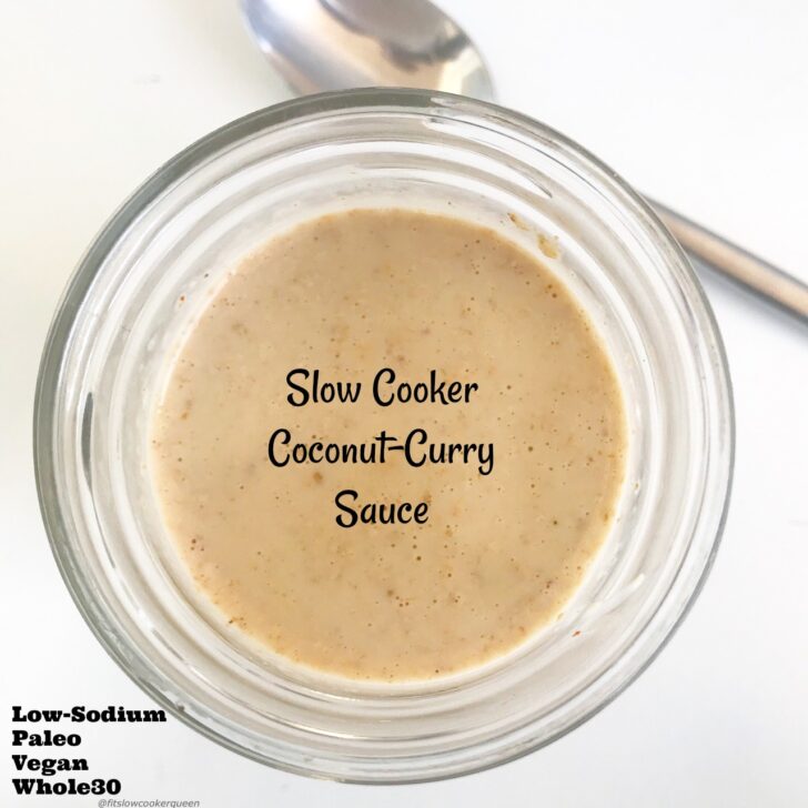 There are only 5 ingredients in the healthy and versatile coconut-curry sauce. Made in the slow cooker, in just a few hours you have a vegan, gluten-free, paleo, and whole30 sauce that you can use in so many different ways.