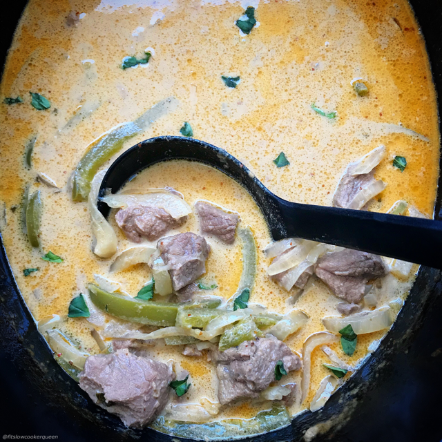 This easy Thai beef curry recipe is all about the healthy, homemade coconut-curry sauce. It's low-sodium, vegan, paleo, whole30, etc. Just add protein, vegetables of your choice, spaghetti squash, and let your slow cooker do the work.