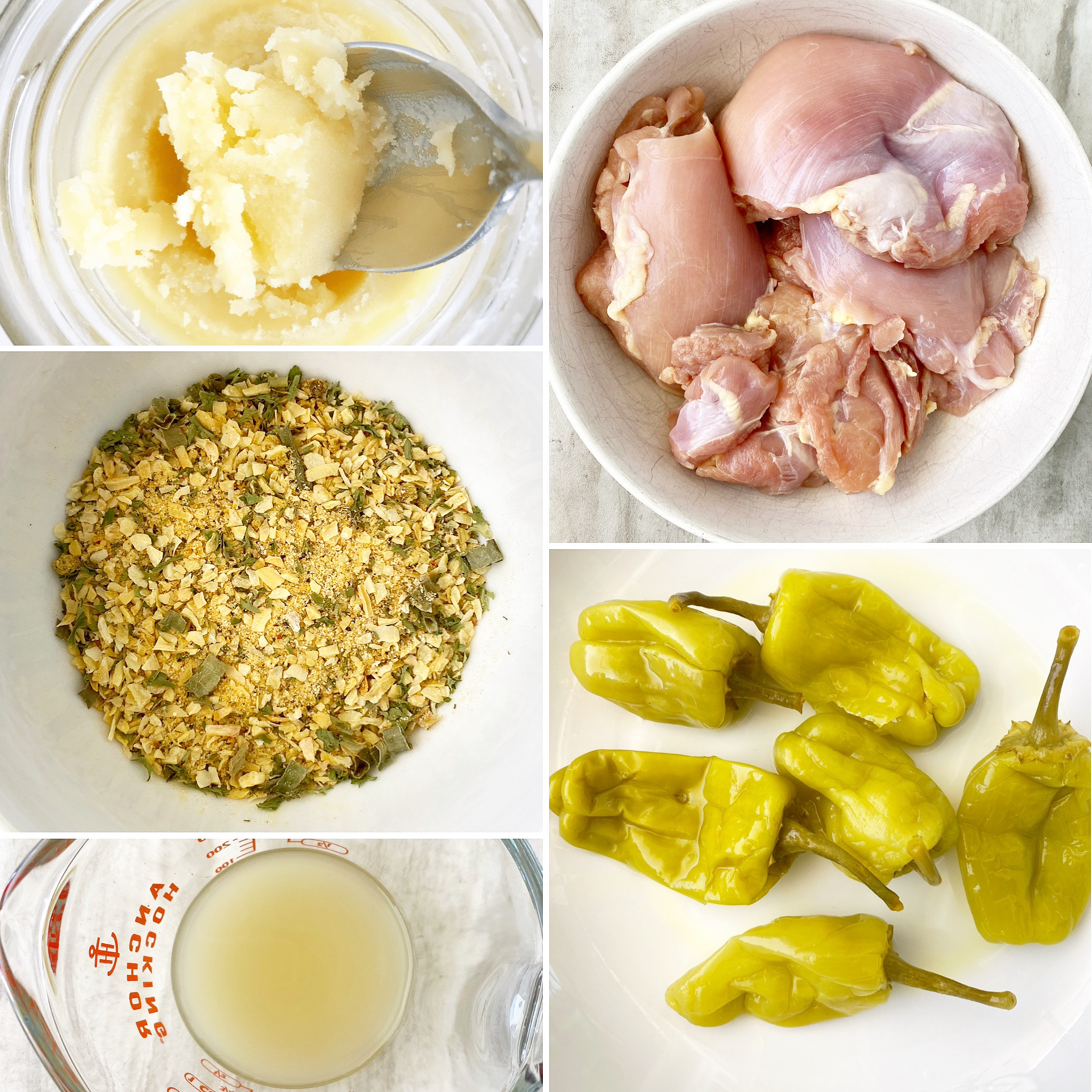 collage of ingredients for Mississippi chicken