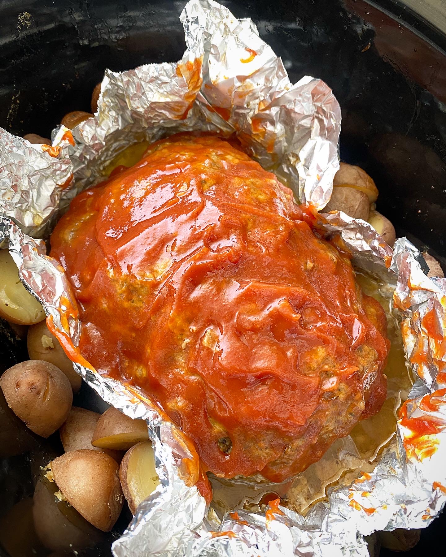 Slow Cooker Meatloaf & Potatoes (Paleo,Whole30)