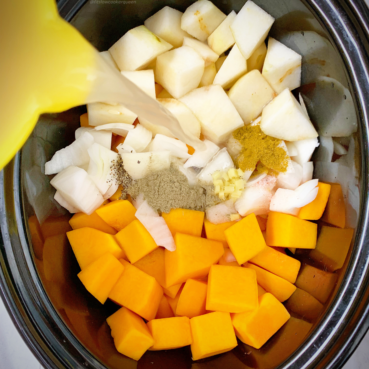 Butternut squash and pears cook together in this vegan and vegetarian recipe. Make this healthy comfort soup in your slow cooker or Instant Pot.