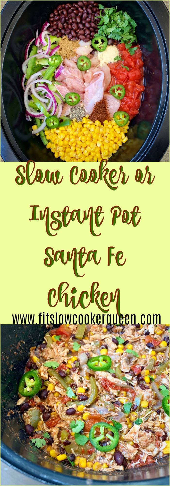 Santa Fe chicken is an easy and flavorful TexMex inspired recipe that can be made in your slow cooker or Instant Pot.
