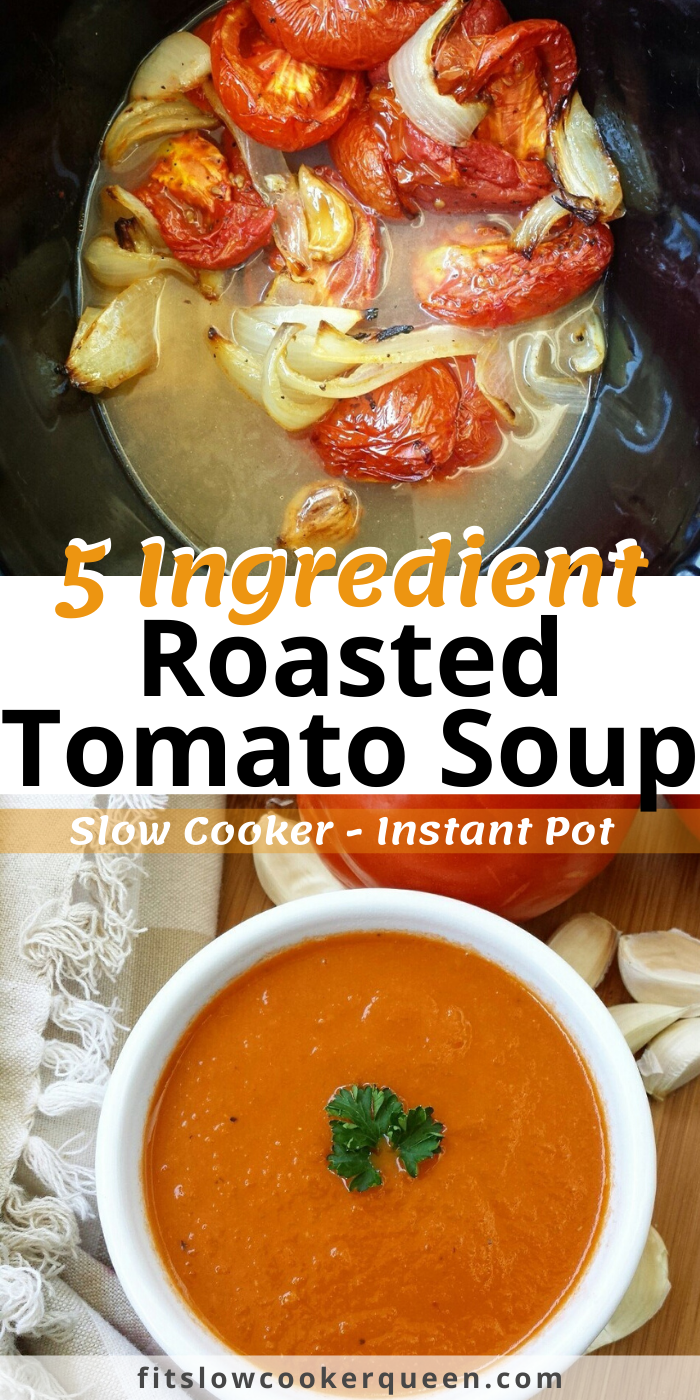 Slow Cooker Roasted Tomato Soup + VIDEO