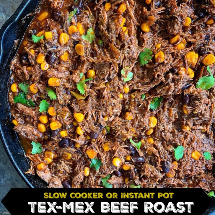 Tex-Mex beef will turn your next dinner into a fiesta! Cooked in the slow cooker or Instant Pot, you can use this versatile beef in a variety of recipes.