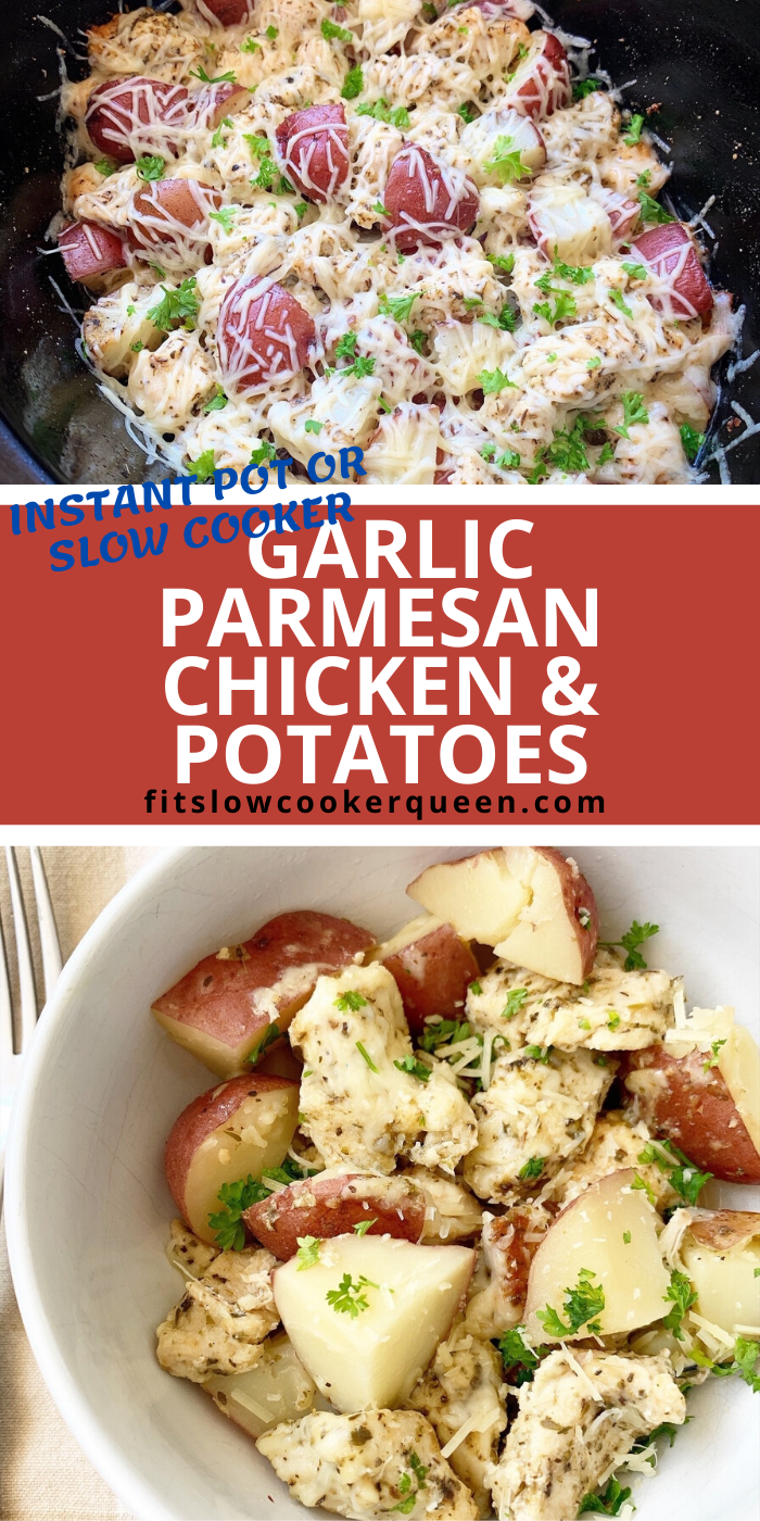 Slow Cooker Garlic Parmesan Chicken & Potatoes + VIDEO