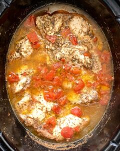after pic of raw, uncooked food in the slow cooker