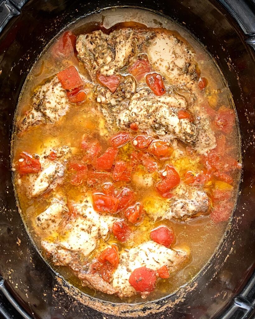 after pic of raw, uncooked food in the slow cooker