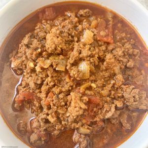 No beans necessary! Omit the beans and you have a delicious low-carb, keto chili. Make this paleo/whole30 chili recipe in your slow cooker or Instant Pot.