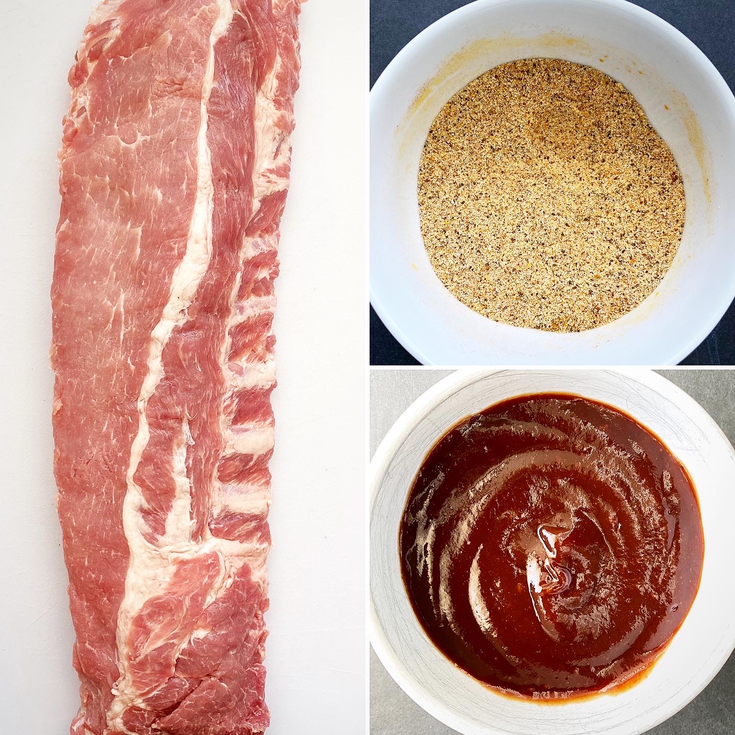 collage of ingredients for slow cooker pork ribs