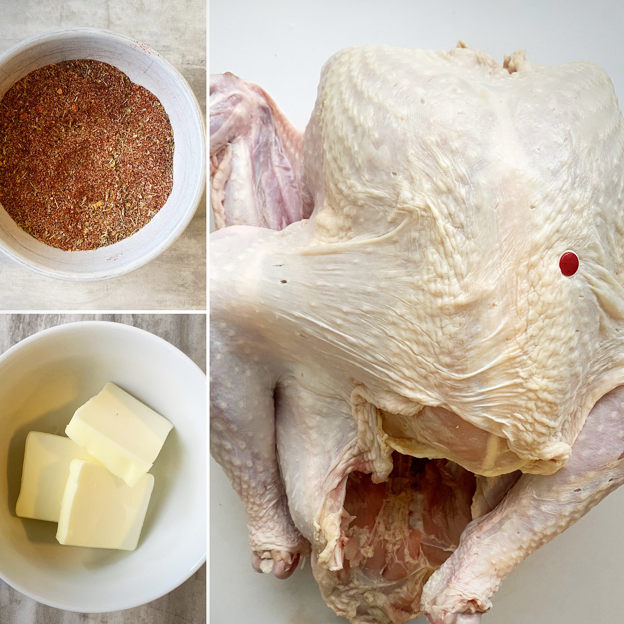 collage of ingredients for whole turkey