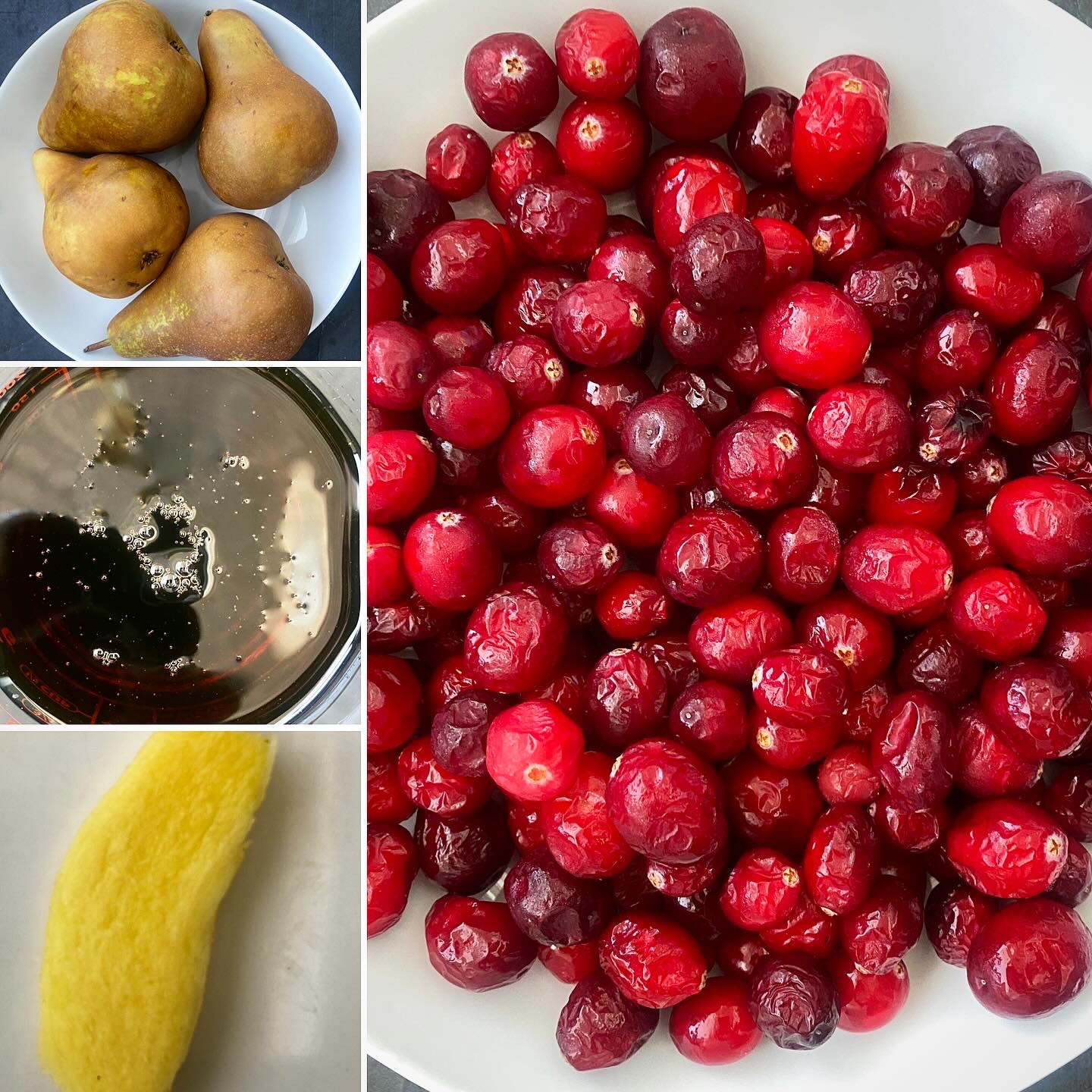collage of ingredients for homemade crockpot cranberry sauce