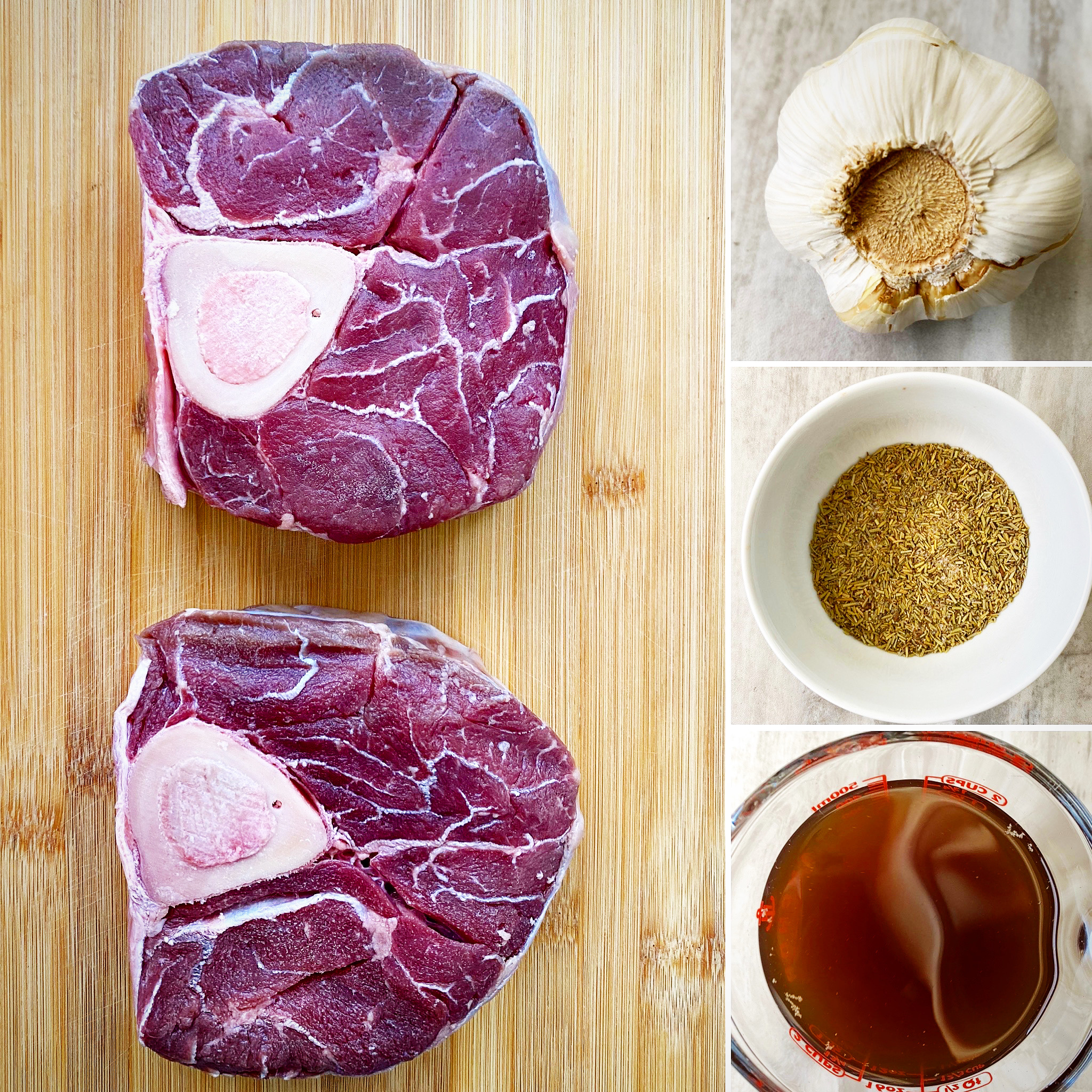 collage of ingredients for beef shanks