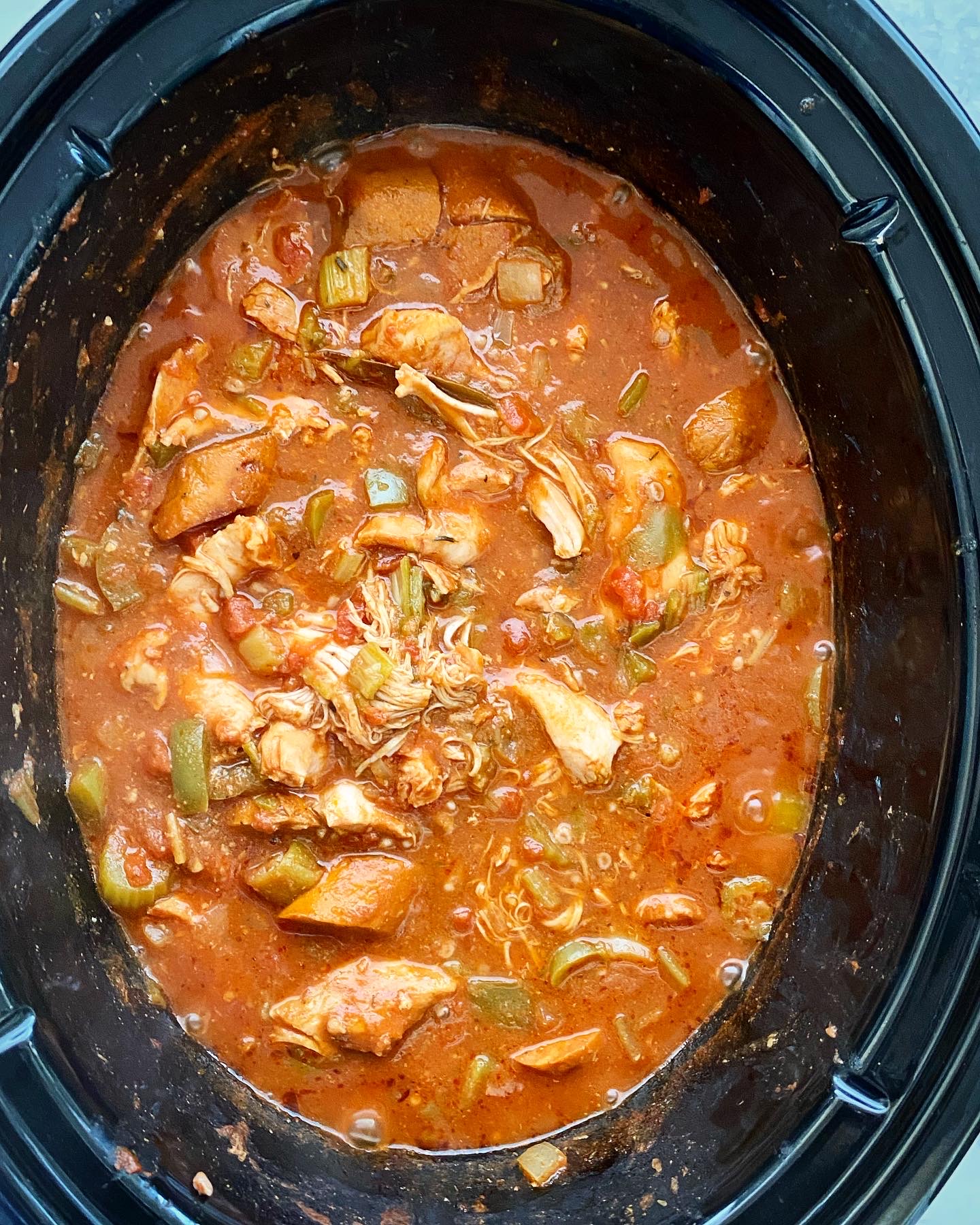 cooked gumbo in the crockpot