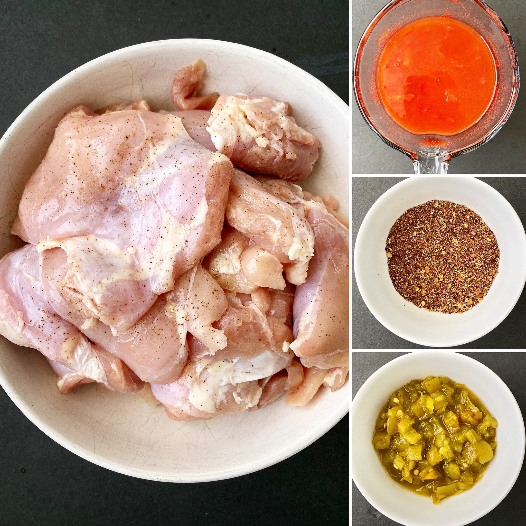 collage of ingredients for crockpot chicken tacos