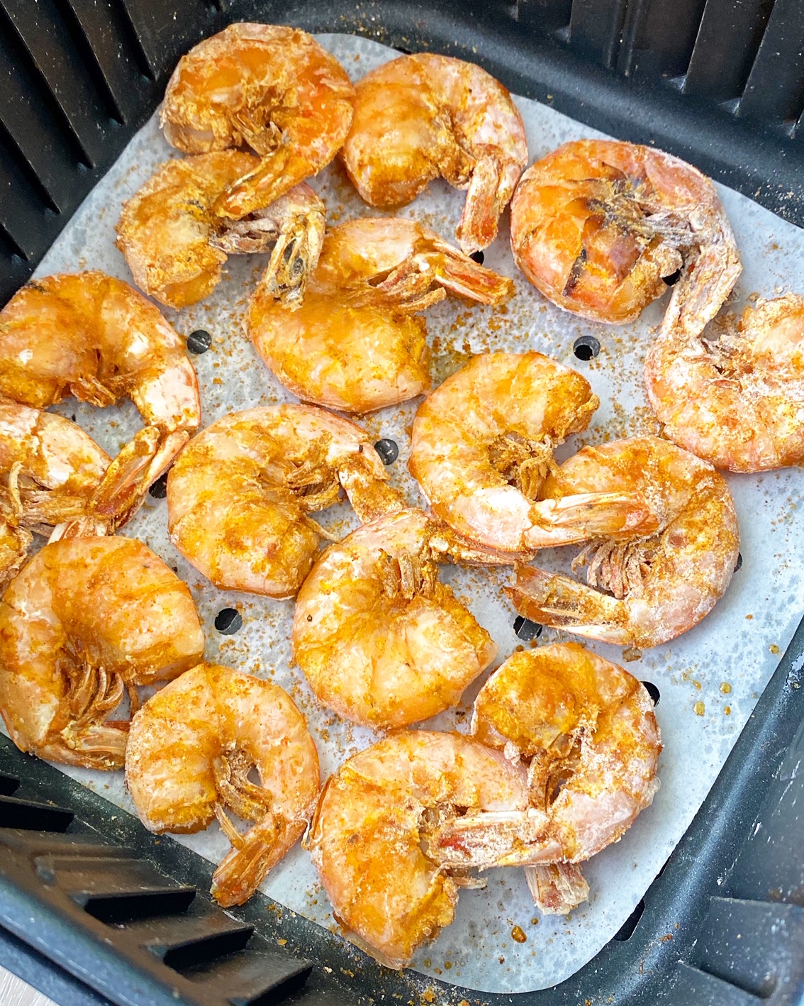 cooked hawaiian shrimp in the air fryer