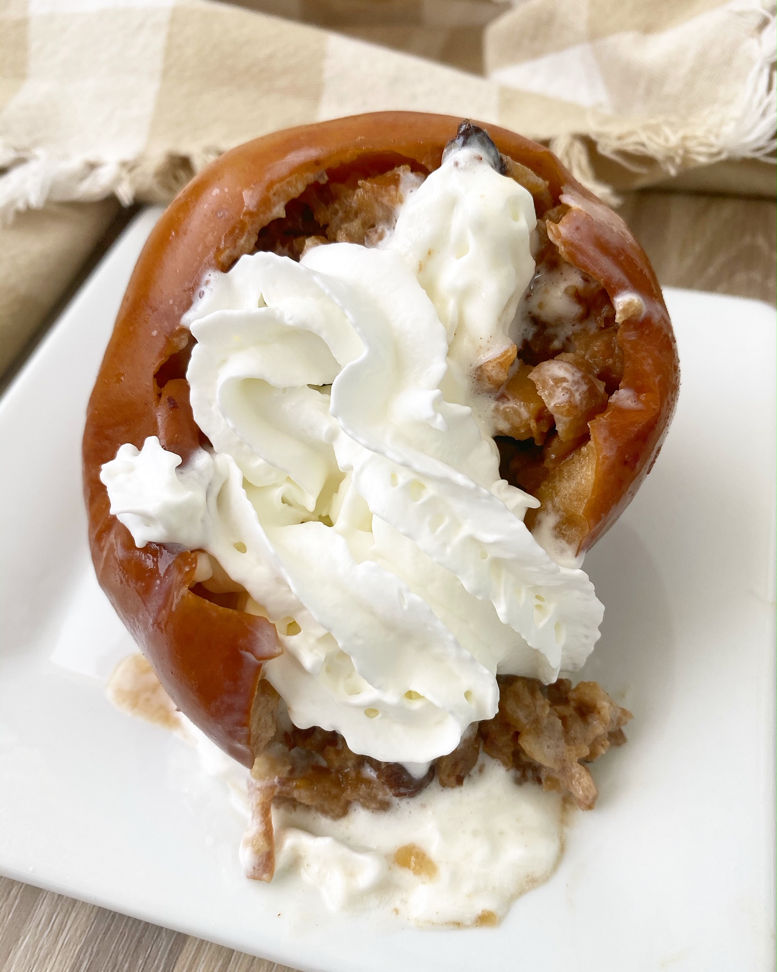 baked apples with whipped topping