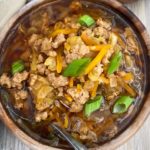 close up of lumpia soup in an instant pot