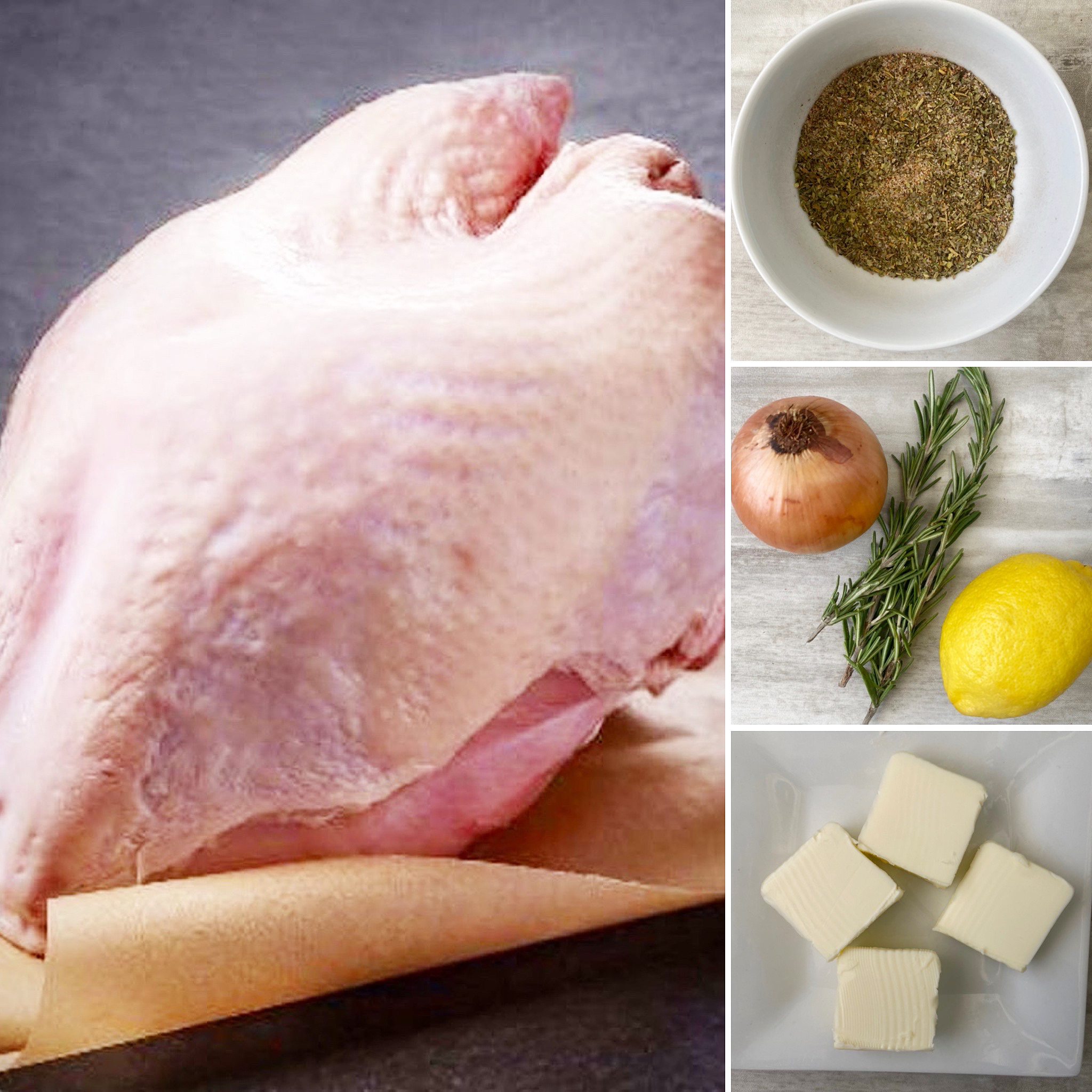 collage of ingredients for slow cooker turkey breast