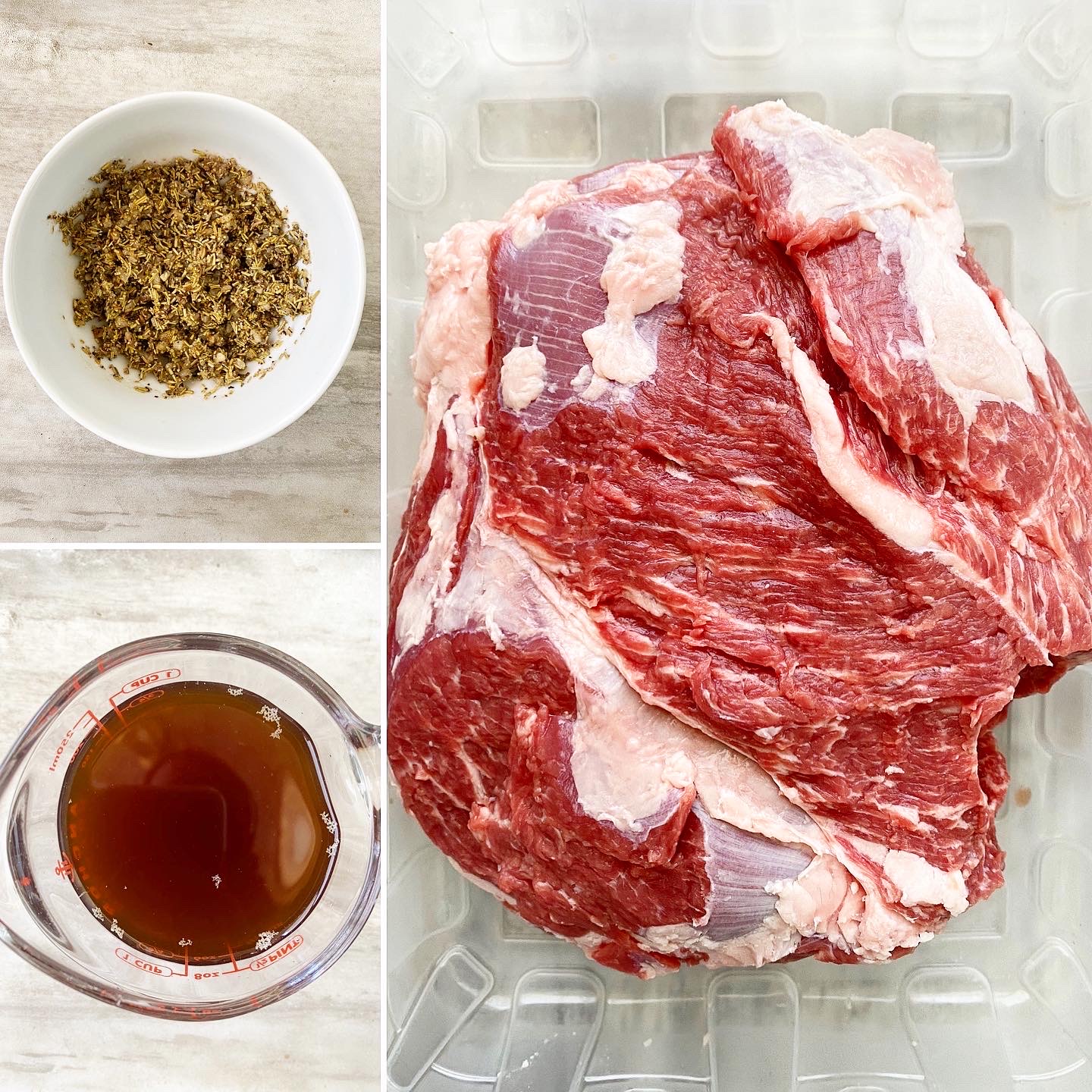 collage of ingredients for leg of lamb