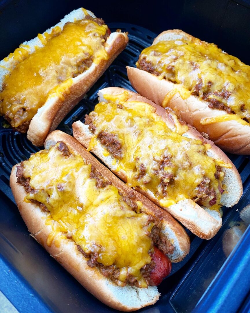 Air Fryer Chili Cheese Dogs + VIDEO Fit Slow Cooker Queen