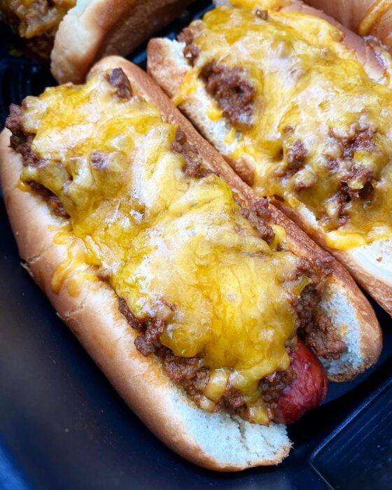 Air Fryer Chili Cheese Dogs + VIDEO Fit Slow Cooker Queen
