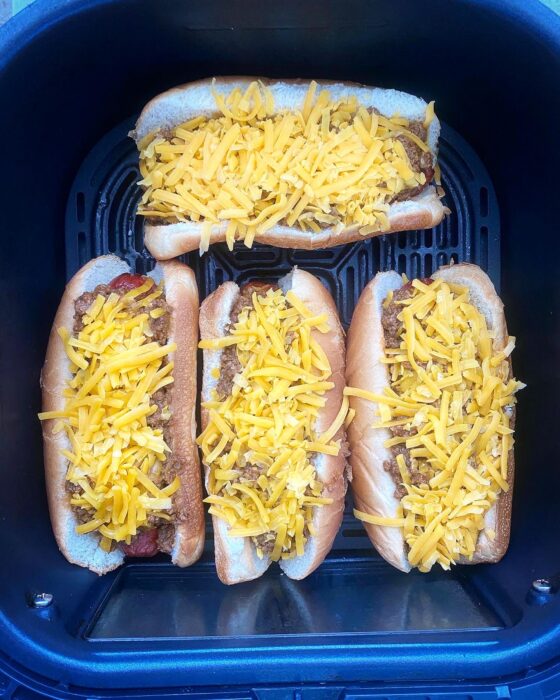 Air Fryer Chili Cheese Dogs + VIDEO Fit Slow Cooker Queen
