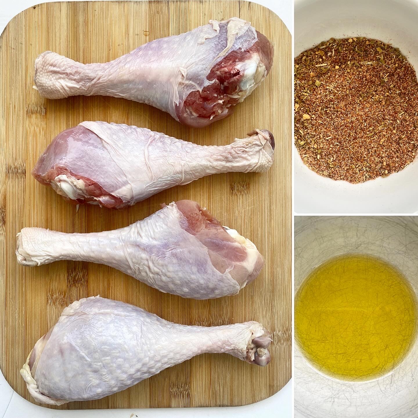 collage of ingredients for slow cooker turkey legs