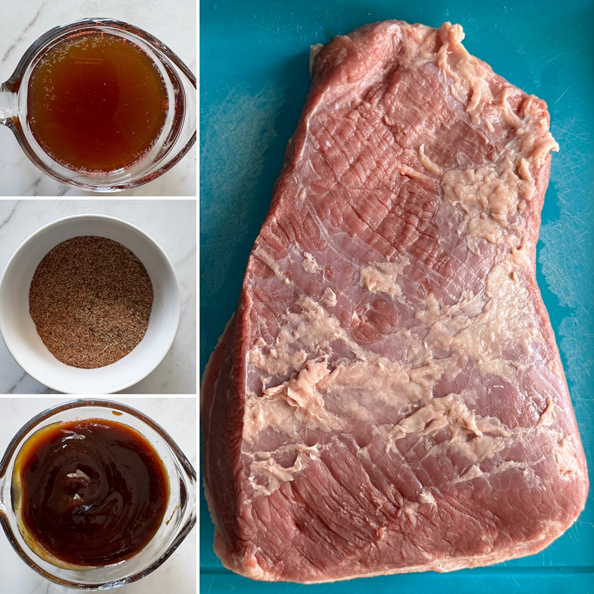 collage of ingredients for Slow Cooker BBQ Brisket