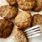 cooked homemade breakfast sausage on a white paper towelr