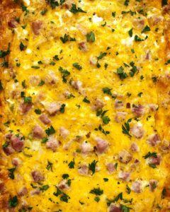 close up of cooked wake up casserole