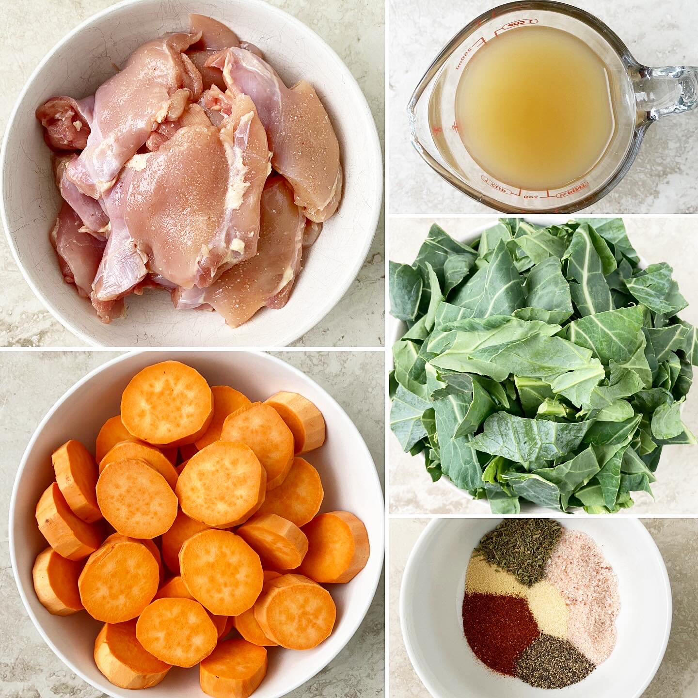 collage of ingredients for slow cooker soul food dinner