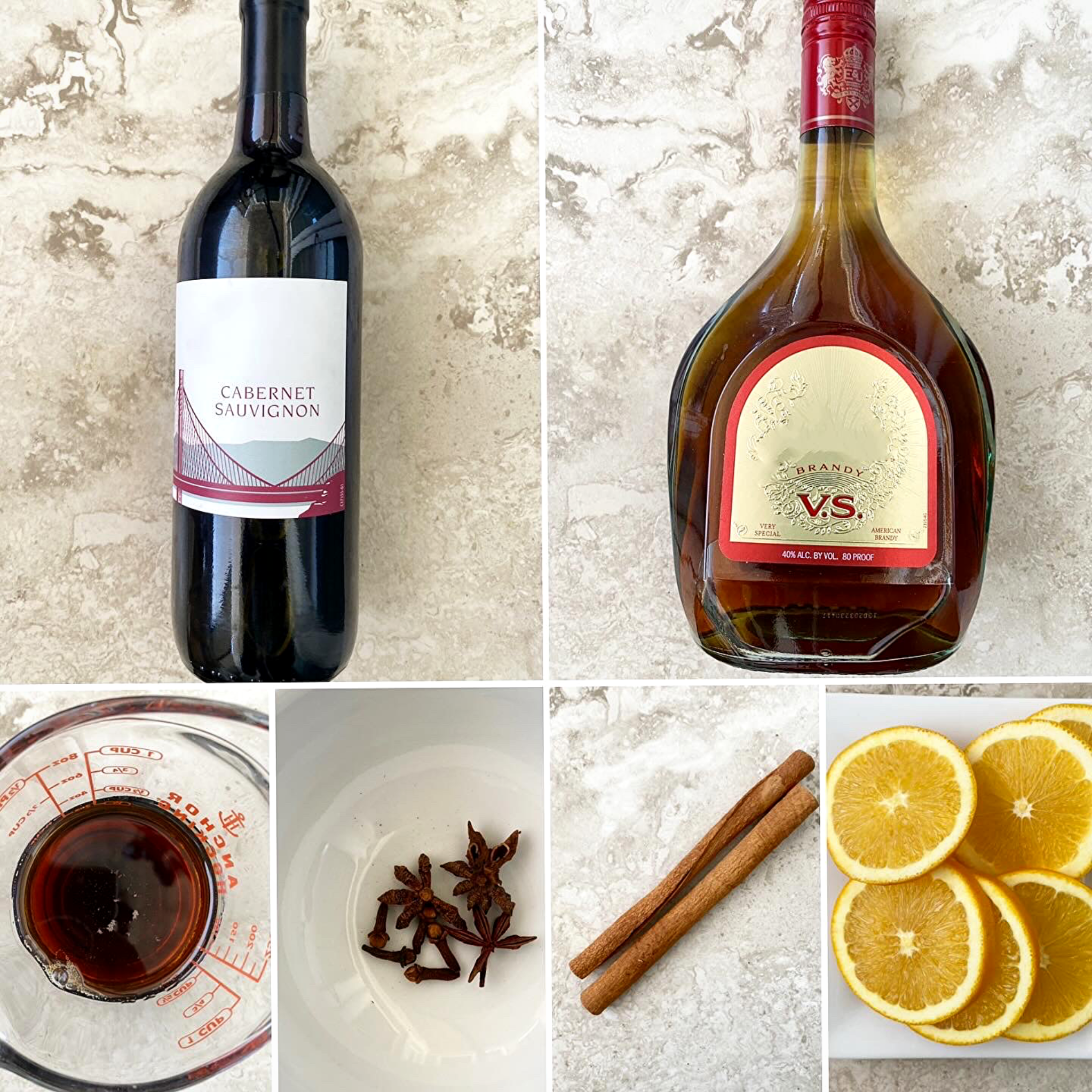 collage of ingredients for slow cooker mulled wine