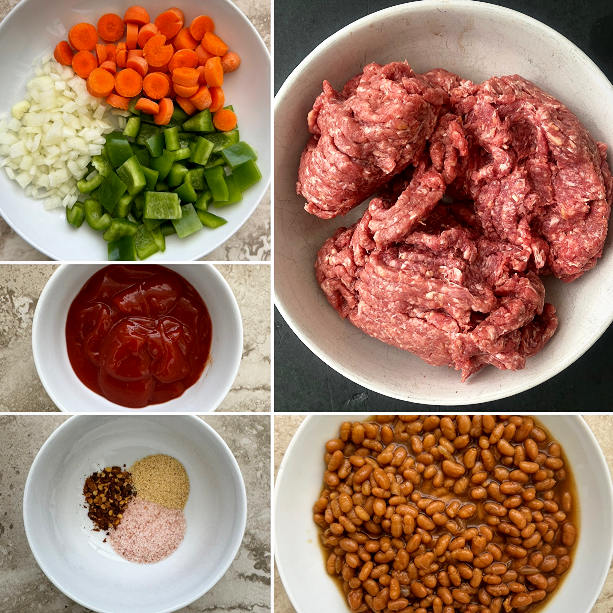 collage of ingredients for slow cooker chuck wagon stew