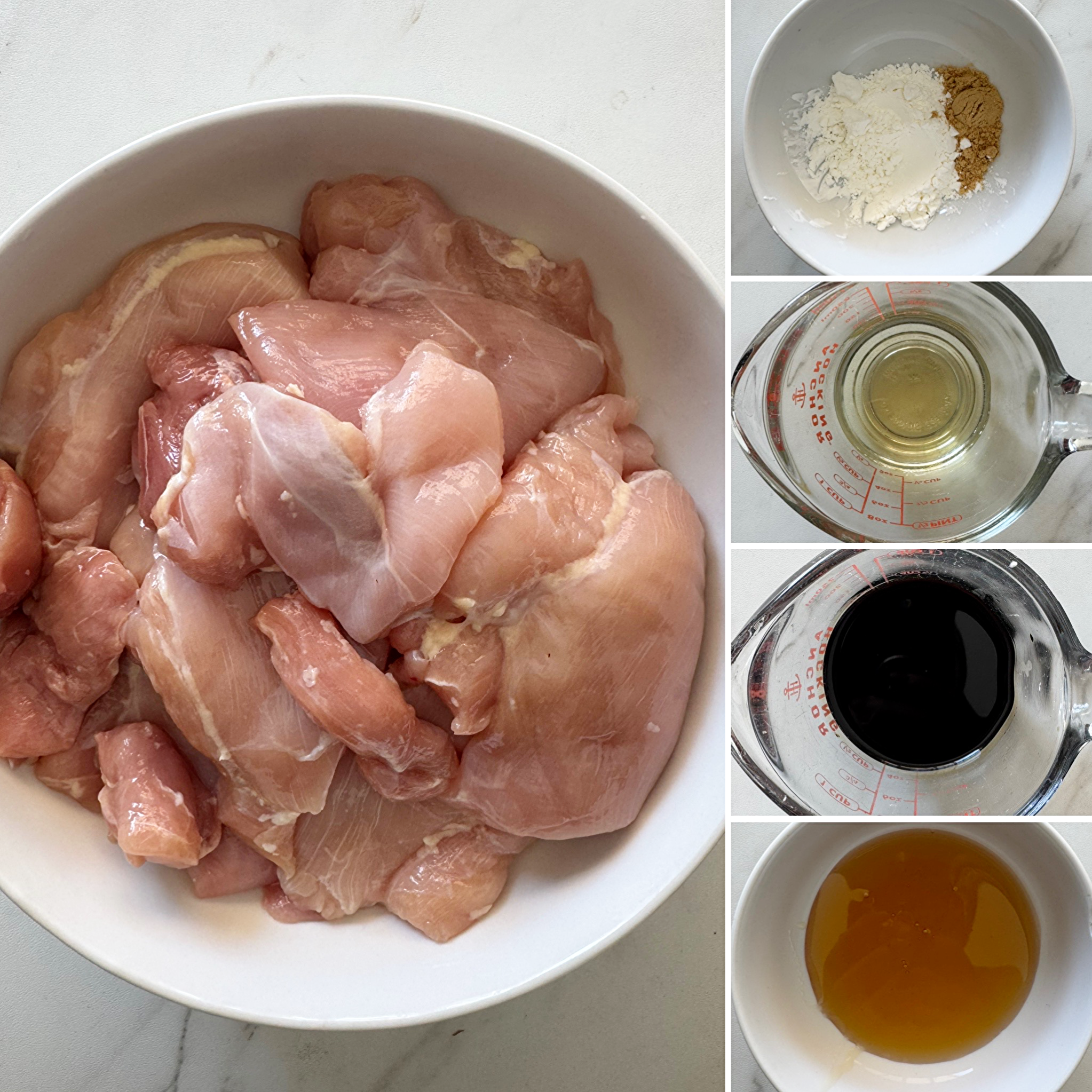 collage of ingredients for slow cooker teriyaki chicken
