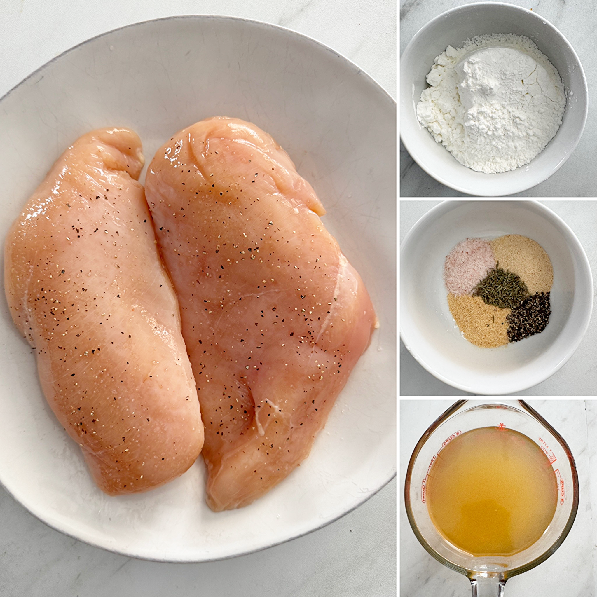 collage of ingredients for Slow Cooker Chicken and Gravy 