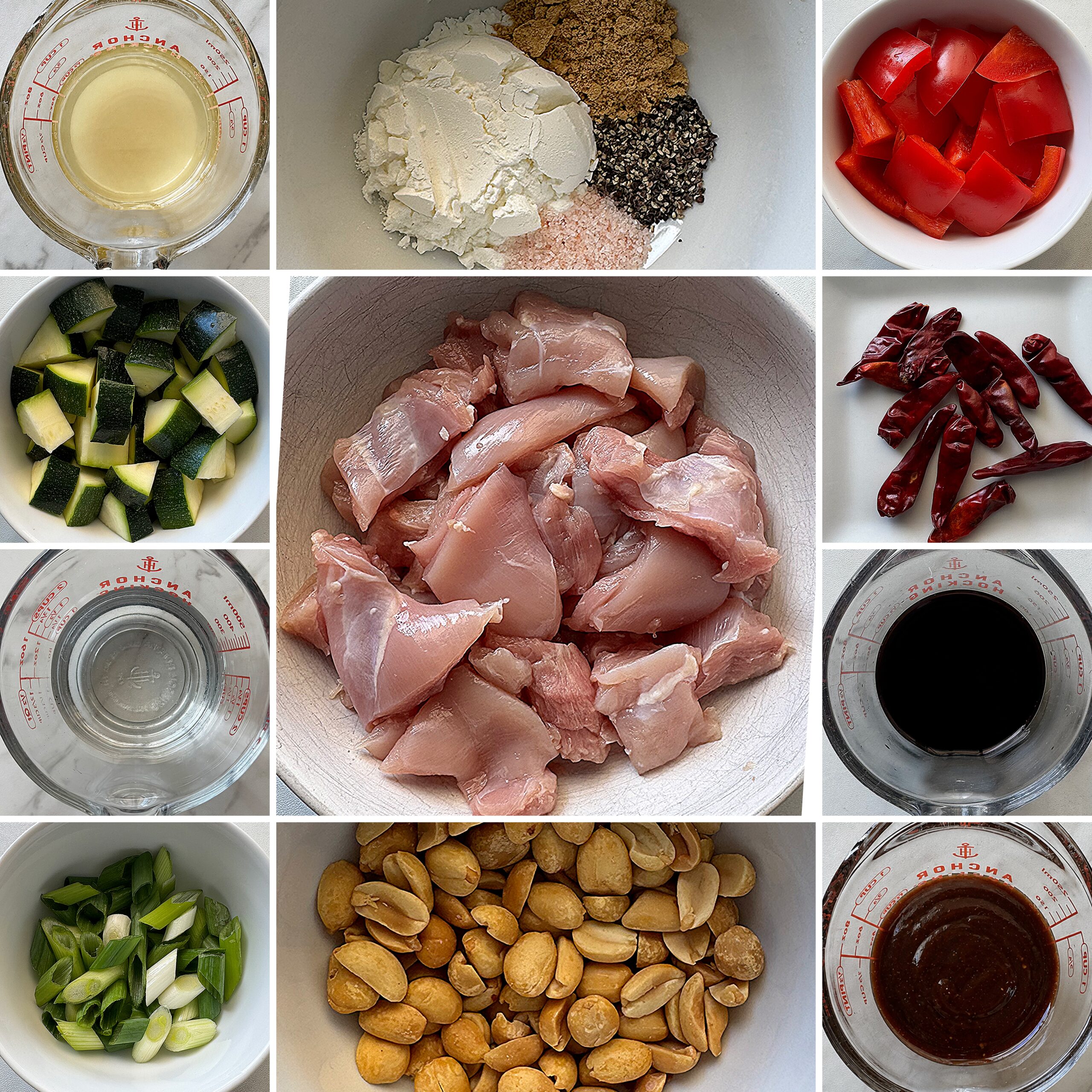 collage of ingredients for Crockpot Kung Pao Chicken (Panda Express Copycat)