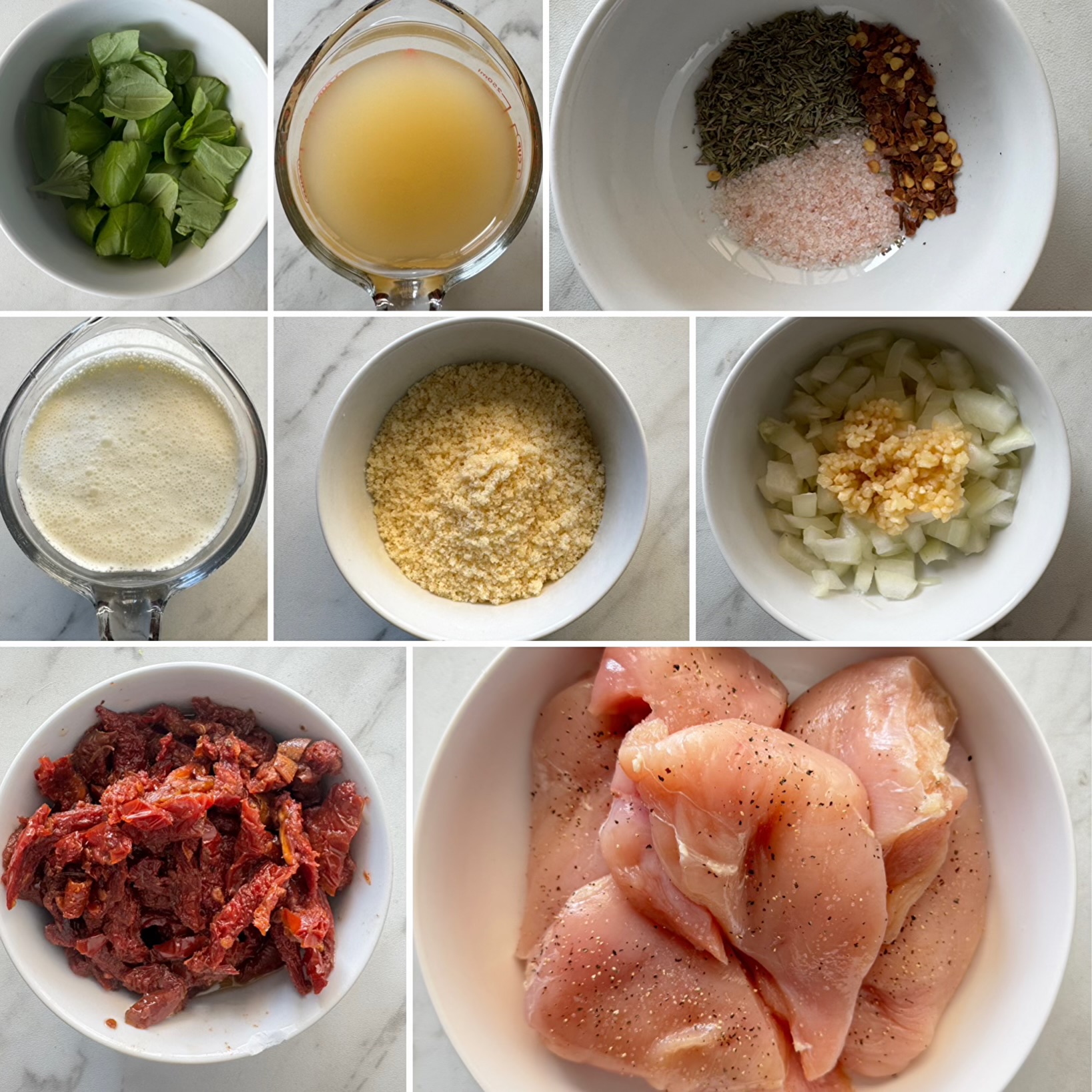 collage of ingredients for crockpot marry me chicken